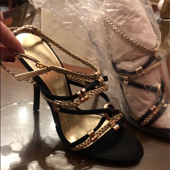 bebe Shoes - BEBE BLACK GOLD STRAPY HIGH HEEL SHOES STILETTOS bebe Shoes - BEBE BLACK GOLD STRAPY HIGH HEEL SHOES STILETTOS
